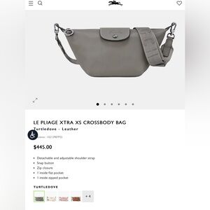 New Longchamp Le Pliage XS Crossbody Bag Beige with Detachable Strap & Dust Bag